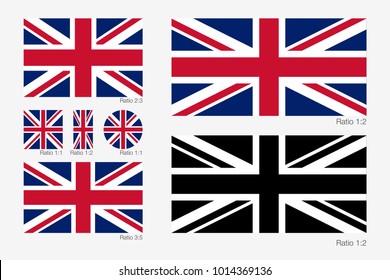  Sindicato Jack. Bandera del Reino Unido de Gran Bretaña e Irlanda del Norte con una relación y un esquema de colores correctos. Ilustración del vector