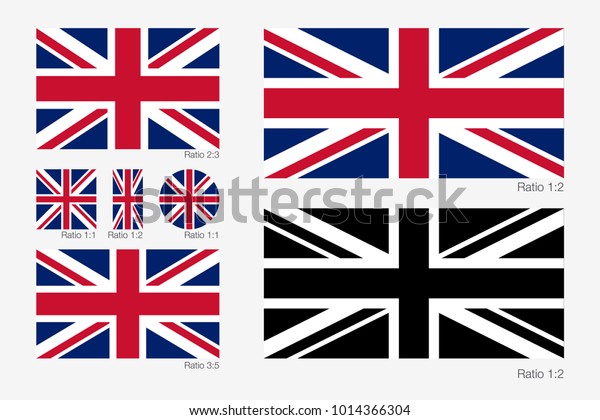 ユニオンジャック 比率と配色が異なるイギリス国旗 ベクターイラスト