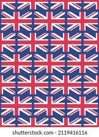 Union jack flag vector seamless pattern on blue background