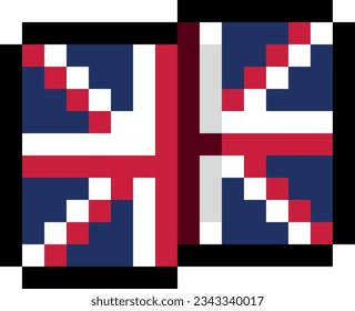 The Union Jack, national flag of UK and Northern Ireland - vector pixel art tiny icon waving canvas