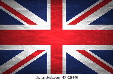 Union Jack on crumpled paper background. Vintage effect art