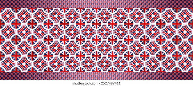 union jack pattern. mandala background. geometric texture for decoration. vector illustration