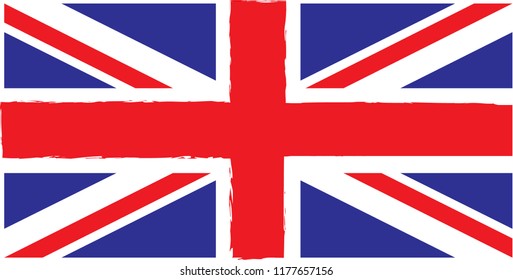 Union Jack with rough edges in around the centre cross.