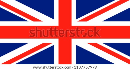 Union Jack. United Kingdom flag. Red cross on combined red and white saltires with white borders, over dark blue background. Flag of Great Britain. Flag of United Kingdom