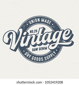 Union Made Vintage Raw Denim - Tee Design For Print 