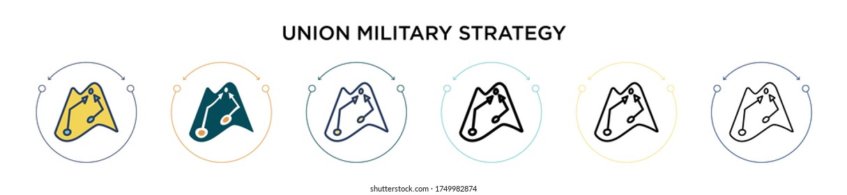 Union military strategy icon in filled, thin line, outline and stroke style. Vector illustration of two colored and black union military strategy vector icons designs can be used for mobile, ui, web