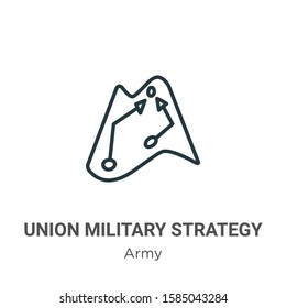 Union military strategy outline vector icon. Thin line black union military strategy icon, flat vector simple element illustration from editable army concept isolated on white background