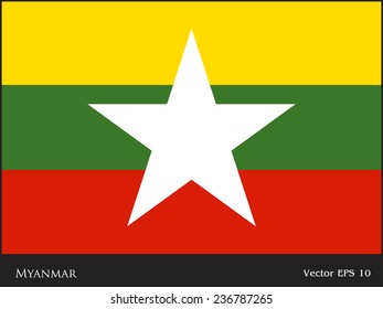 Union of Myanmar or Burma flag isolated vector in official colors and Proportion Correctly The Myanmar or Burma is a member of Asian Economic Community