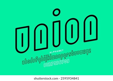 Union. Outline font, alphabet letters and numbers vector illustration