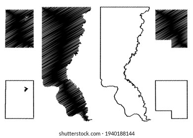 Union, Perkins and Turner County, State of South Dakota (U.S. county, United States of America) map vector illustration, scribble sketch map
