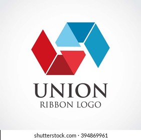 Union ribbon of connection abstract vector and logo design or template unity business icon of company identity symbol concept
