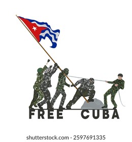 Union of soldiers, supporting each other to raise the flag of free Cuba.