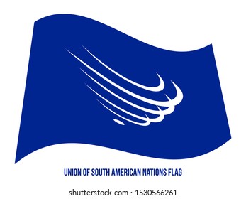 Union of South American Nations (UNASUR) Flag Waving Vector Illustration on White Background. Union Flag.