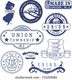 Union township, New Jersey. Set of generic stamps and signs