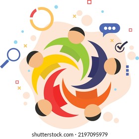 Unionized Employee Concept, Hrm Symbol, Labor Union Vector Color Icon Design, Common Interest Group Sign, Business Character Stock Illustration,