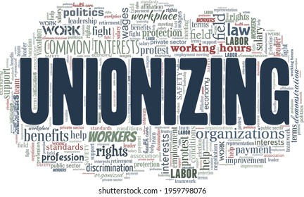 Unionizing vector illustration word cloud isolated on a white background.