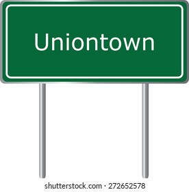 Uniontown, Alabama, road sign green vector illustration, road table, USA city