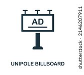 Unipole Billboard flat icon. Colored element sign from outdoor advertising collection. Flat Unipole Billboard icon sign for web design, infographics and more.