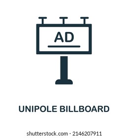 Unipole Billboard Flat Icon. Colored Element Sign From Outdoor Advertising Collection. Flat Unipole Billboard Icon Sign For Web Design, Infographics And More.