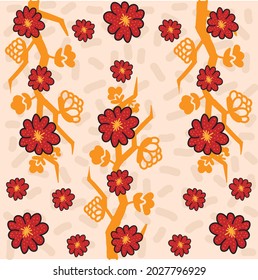 uniqe authentic red flower background seamless pattern vector illustration design