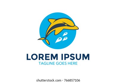 uniqiue dolphin logo template. simple shape and color. vector. editable