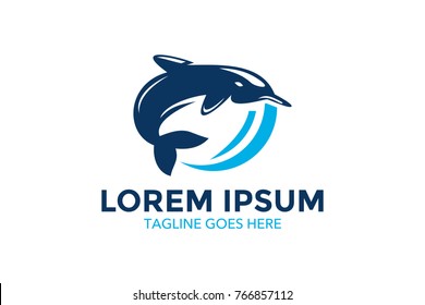 uniqiue dolphin logo template. simple shape and color. vector. editable