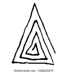 Uniqiue handdrawn shape of triangle for logo design. Isolated vector illustration on white background. Scribble Sketch Doodle Element.