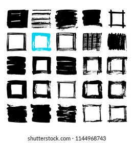 Uniqiue handdrawn shapes of squares for logo design. Isolated vector illustration on white background.