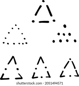 Uniqiue hand-shaped triangles for logo design. Isolated vector illustration on white 
background.