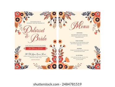 Uniqloves Wedding Invitation Template with Floral