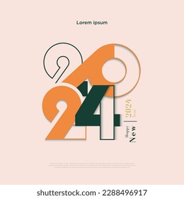 Unique 2024 number design with line and block numbers combined. Premium design for posters, banners and calendars.