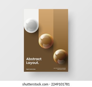 Unique 3D balls book cover concept. Trendy banner A4 design vector illustration.