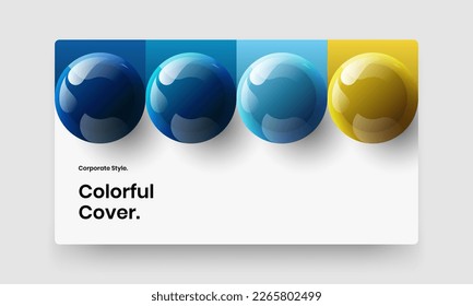 Unique 3D balls book cover illustration. Modern landing page vector design layout.