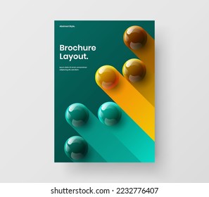 Unique 3D balls brochure concept. Geometric catalog cover A4 design vector illustration.