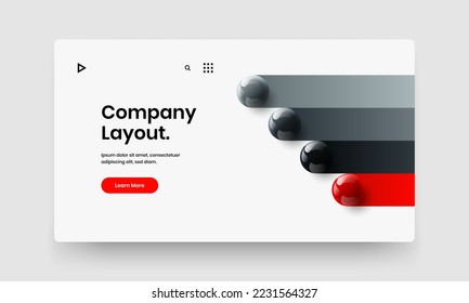 Diseño único de folletos de bolas 3D. Plantilla vectorial de diseño de sitio geométrico.