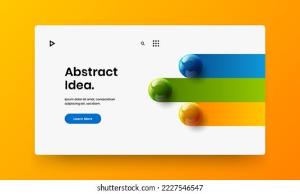 Unique 3D balls corporate cover template. Modern site screen design vector illustration.