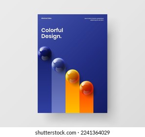 Unique 3D balls flyer concept. Colorful corporate cover A4 vector design illustration.