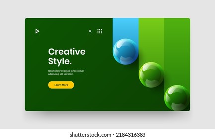 Unique 3D balls leaflet layout. Simple pamphlet design vector illustration.