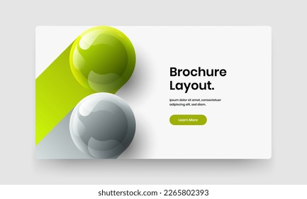 Unique 3D balls postcard illustration. Geometric company identity design vector layout.