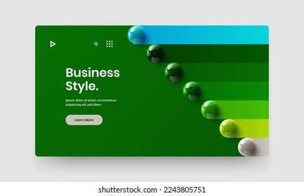 Unique 3D balls site template. Colorful front page vector design concept.