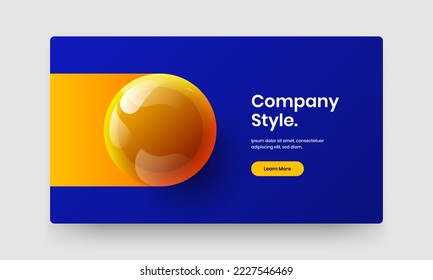 Unique 3D balls web banner concept. Multicolored journal cover vector design template.