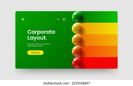 Unique 3D balls website illustration. Multicolored corporate identity design vector template.