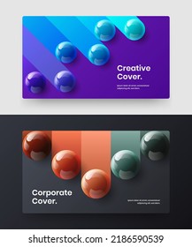 Unique 3D balls website template bundle. Amazing banner vector design concept collection.