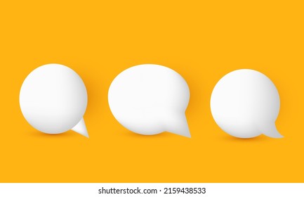 unique 3d cute communication bubbles style set collection isolated on vector with isolated on yellow background.Trendy and modern vector in 3d style.