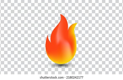 unique 3d fire flame concept design icon isolated on transparant background.Trendy and modern vector in 3d style.