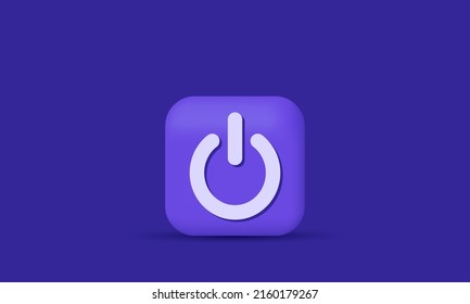 unique 3d icon power button on isolated on vector with isolated on purple background.Trendy and modern vector in 3d style.