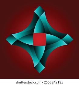 Formas imposibles en 3D únicas. Create un objeto de bucle de forma de ilusión infinita y un fondo rojo oscuro.