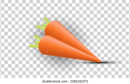 unique 3d orange carrot illustration realistic icon design isolated on transparant background.Trendy and modern vector in 3d style.