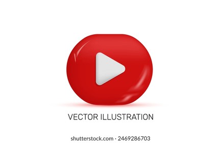 unique 3d realistic icon concept red play media button vector design.vector icon 3d illustration.