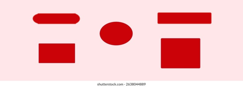 unique 3d red buttons collection matted shaped isolated on background.Trendy and modern vector in 3d style.